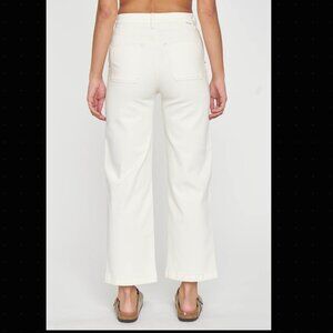DAZE Pleaser Patch Pocket High Rise Wide Ankle in White NWT